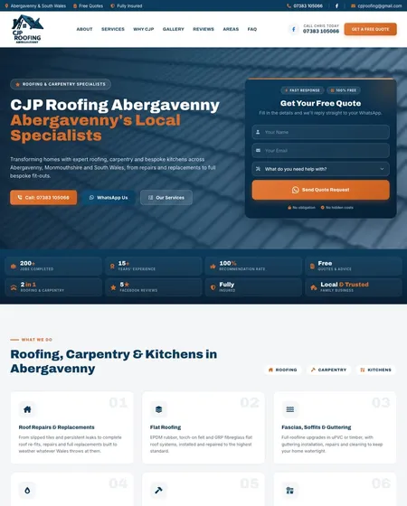 CJP Roofing Services website screenshot