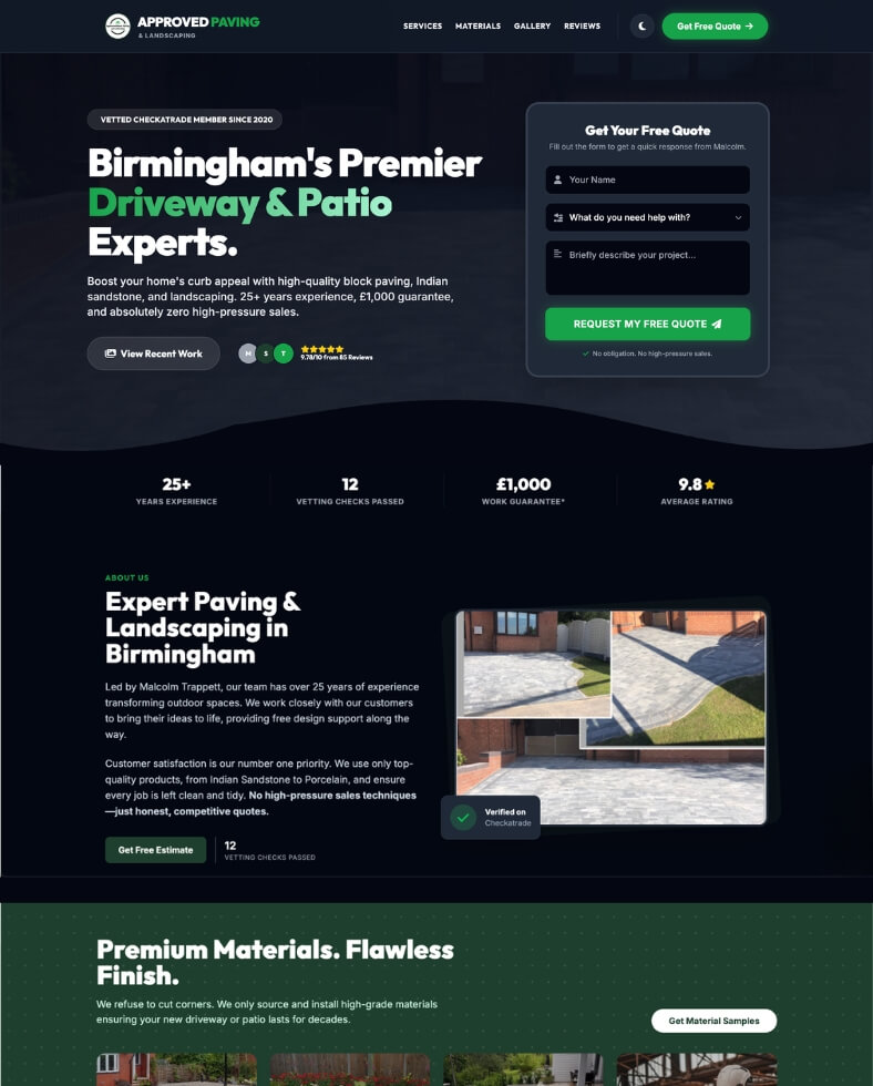 Approved Driveaway & Paving website screenshot