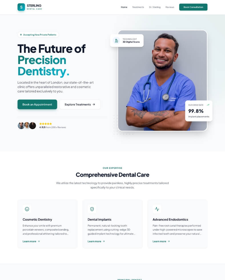 Sterling Dental Care website screenshot