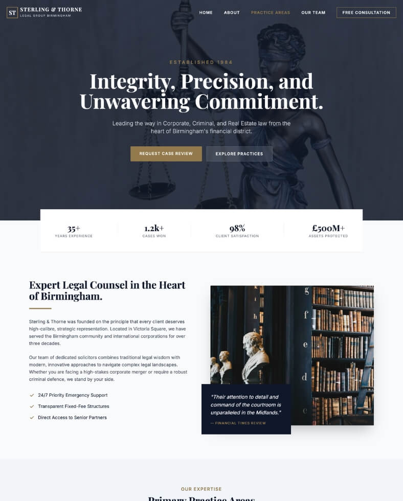 Sterling & Thorne law firm website screenshot